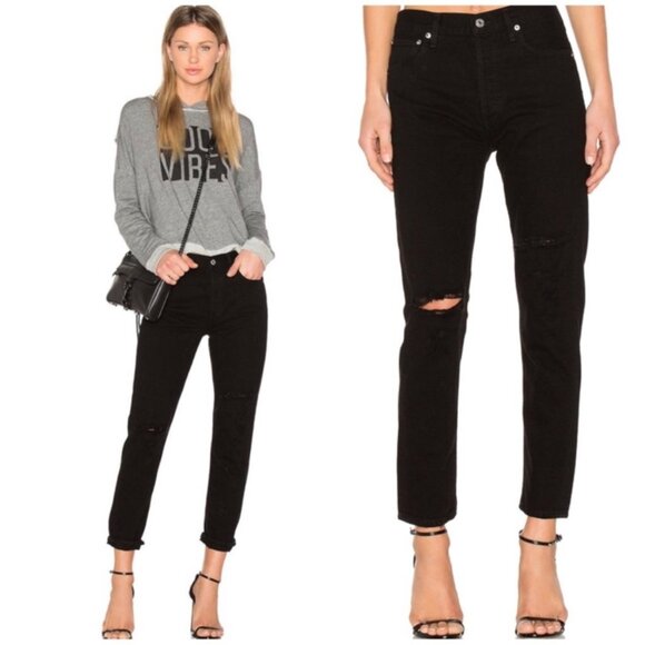 Agolde Jamie High Rise Classic Distressed/Ripped Jeans - Picture 1 of 9